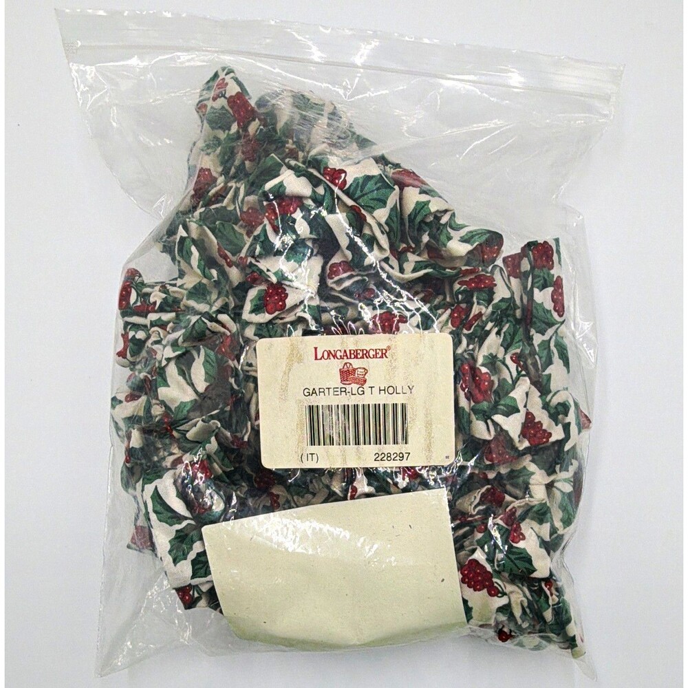 Longaberger Holly Christmas Fabric Garter - Holly Fabric Basket Liner 2 Pieces